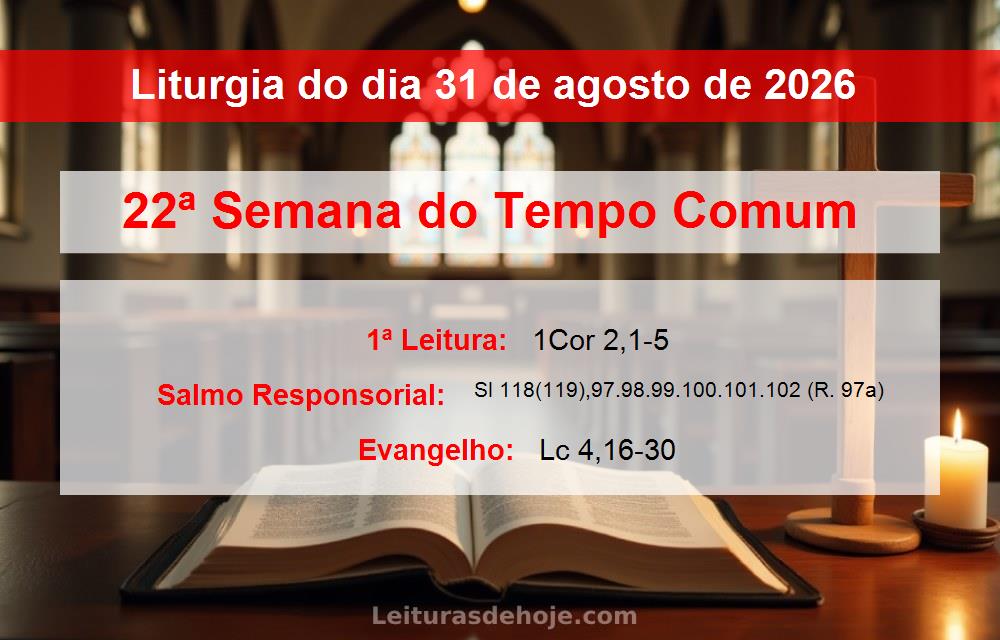 Liturgia do dia  31 de agosto de 2026